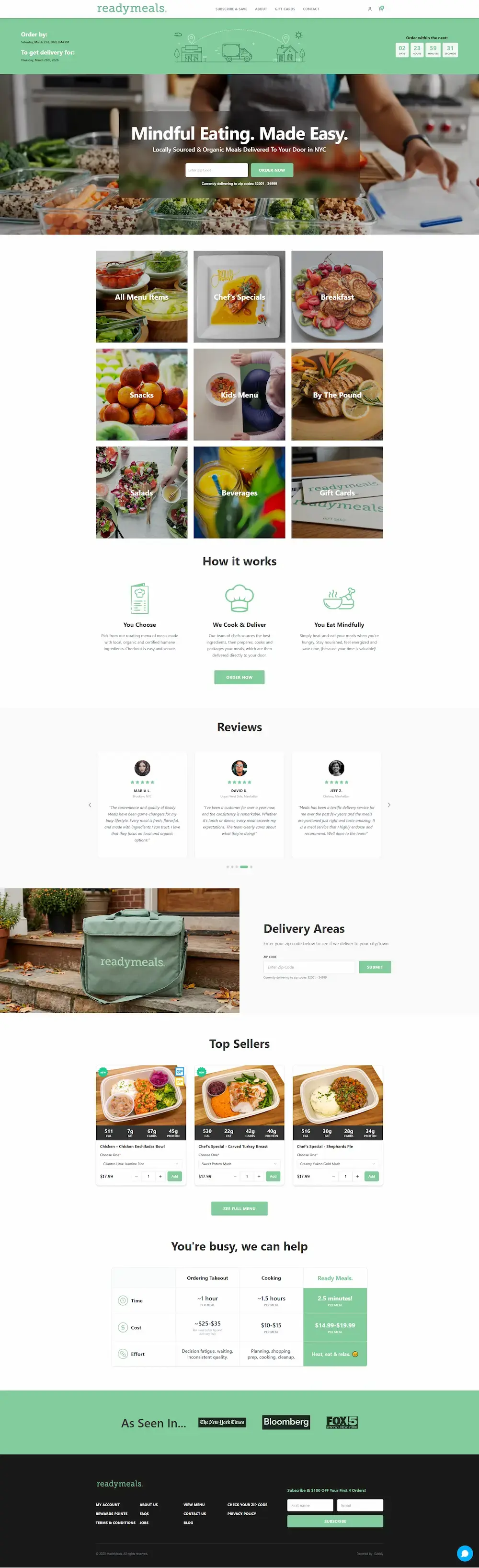 Ready Meals - subscription website design showcase preview