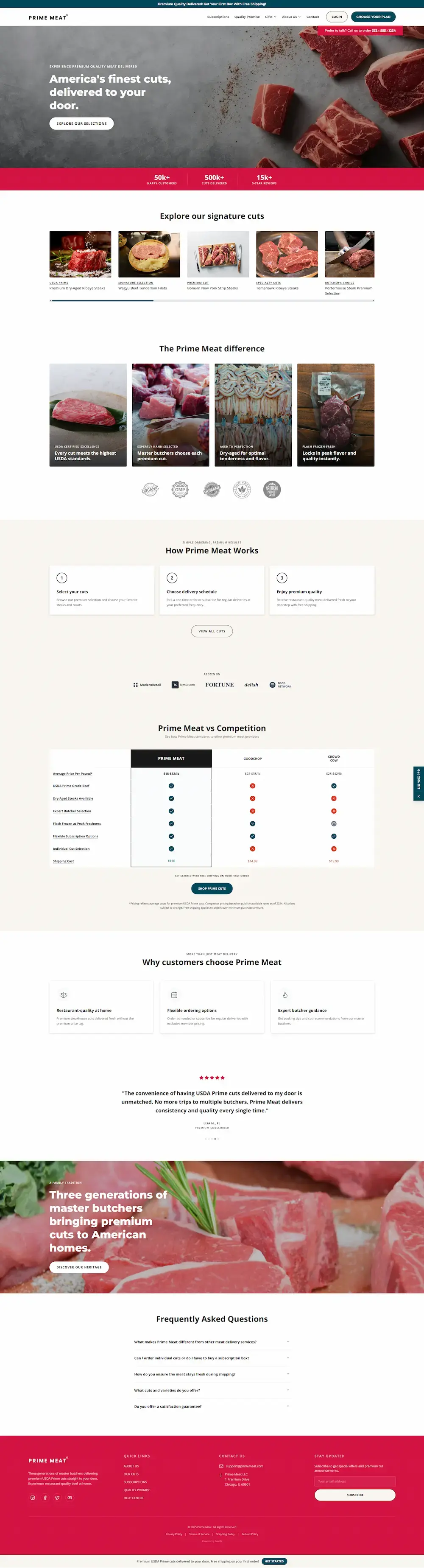 Prime Meat - subscription website design showcase preview