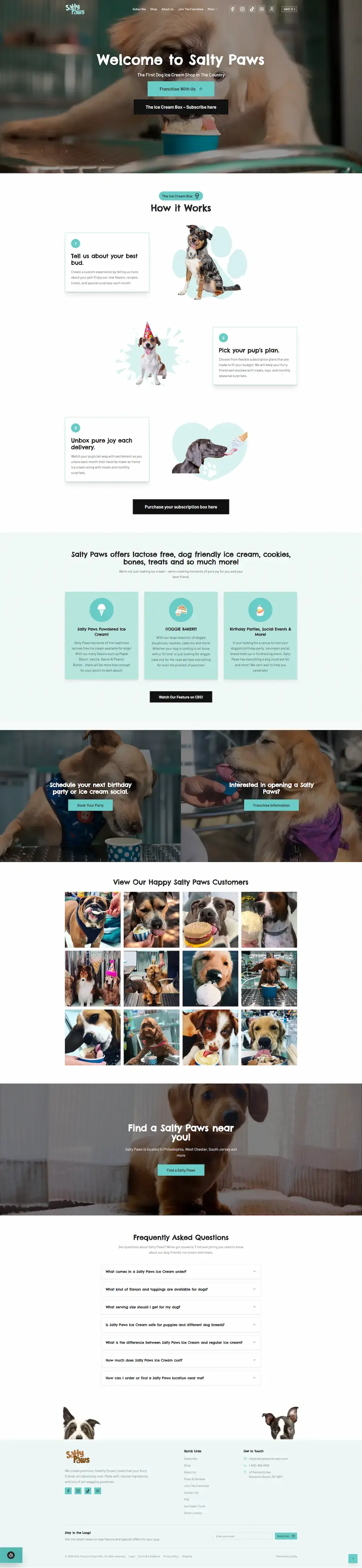 Salty Paws - subscription website design showcase preview