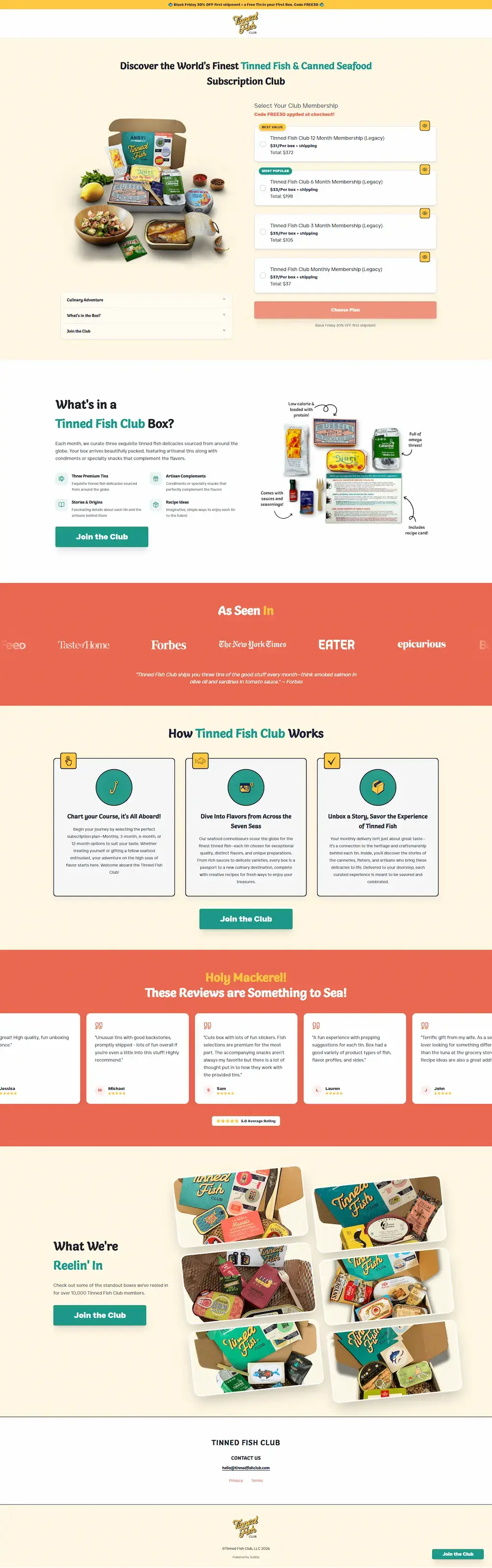 Tinned Fish - subscription website design showcase preview