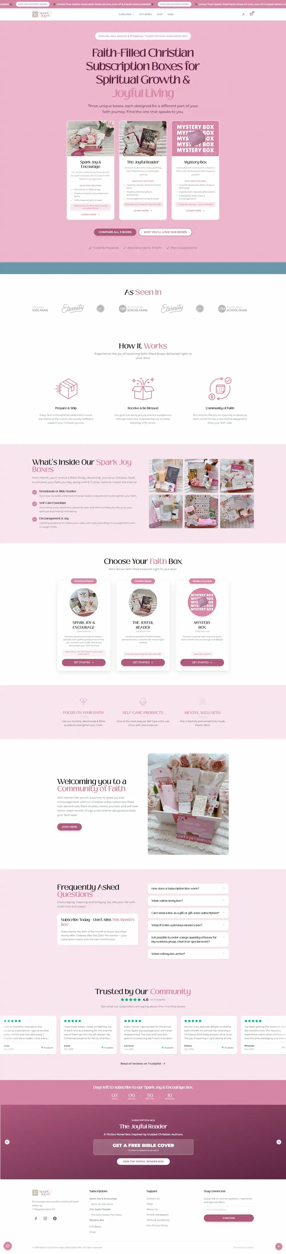 Spark Joy - subscription website design showcase preview