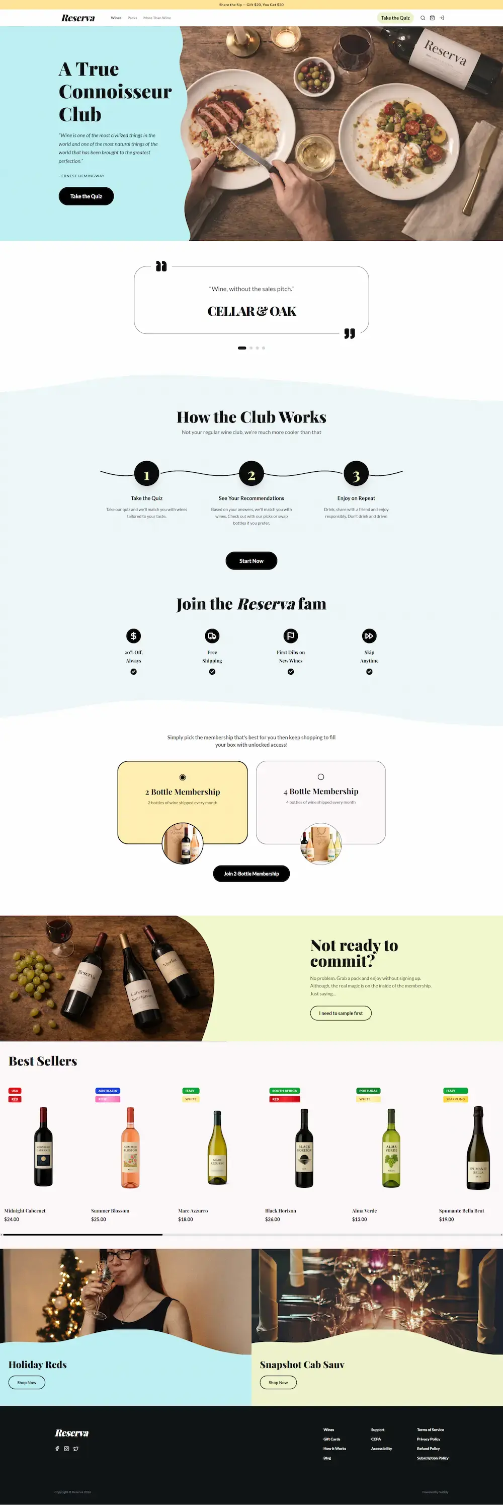 Reserva - subscription website design showcase preview